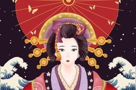 日系手绘女人插画图片