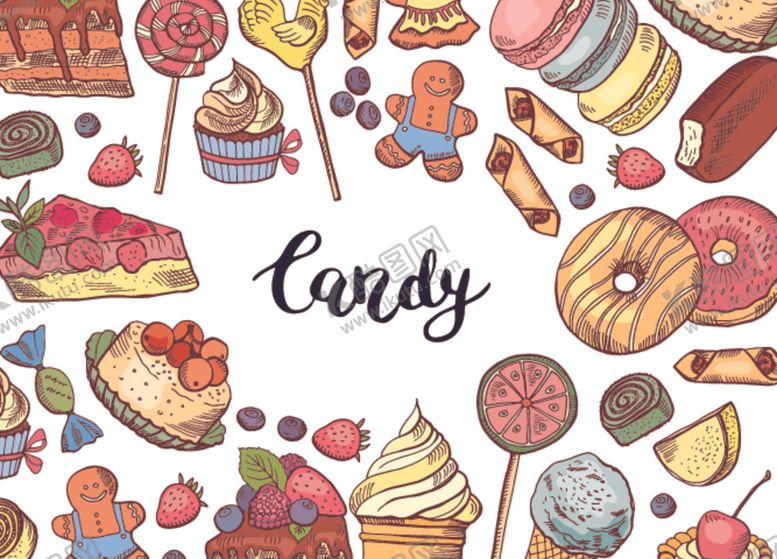 编号：54424709192139413355【酷图网】源文件下载-手绘甜品