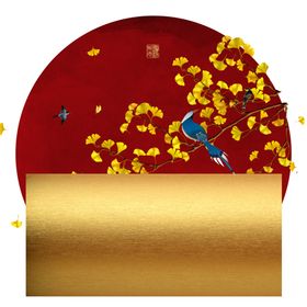 新中式轻奢银杏圆形装饰画