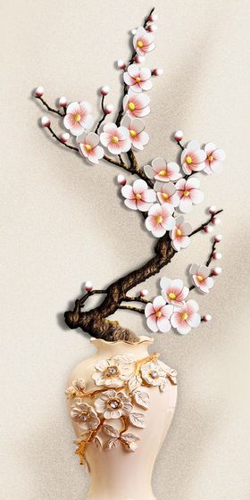 玉雕花瓶玄关装饰画