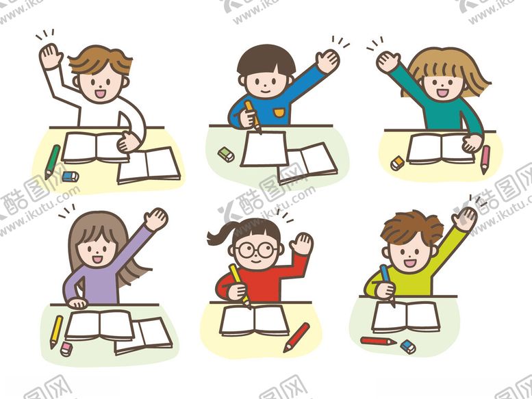 编号：97412411021554562024【酷图网】源文件下载-课堂上积极举手的学生