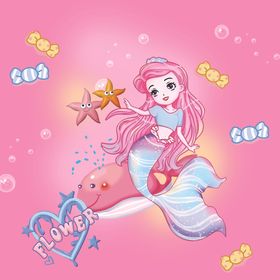 梦幻粉色美人鱼插画