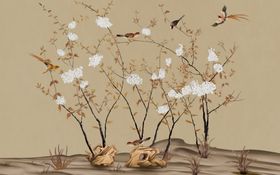花鸟画飞鸟背景墙