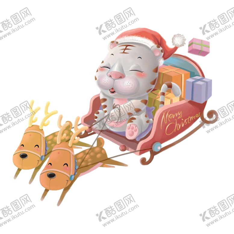 编号：26198901252311207488【酷图网】源文件下载-圣诞老人虎