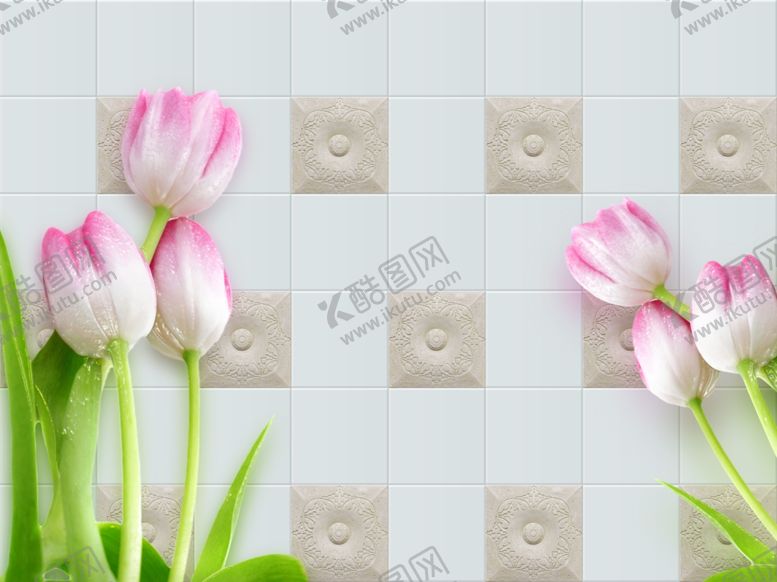 编号：27446010290143016547【酷图网】源文件下载-郁金香壁纸瓷砖浴室背景墙