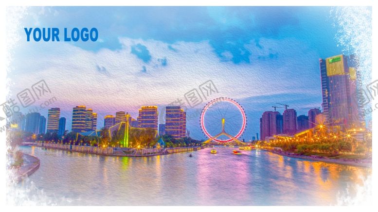 编号：57982901170157281606【酷图网】源文件下载-手绘油画天津之眼明信片海报