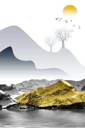 抽象山水禅意意境水墨装饰画彩中国风