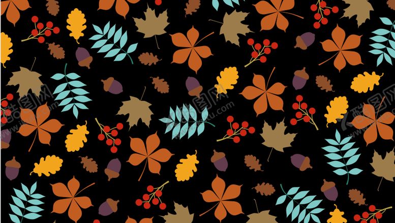 编号：89113009081415118368【酷图网】源文件下载-秋季花卉树叶图案背景