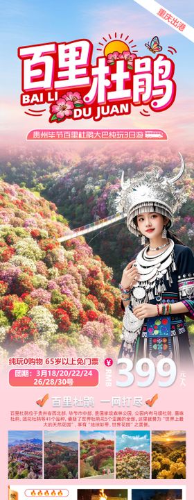 百里杜鹃贵州毕节百里杜鹃大巴纯玩3日