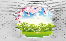 3D墙砖梅花青草