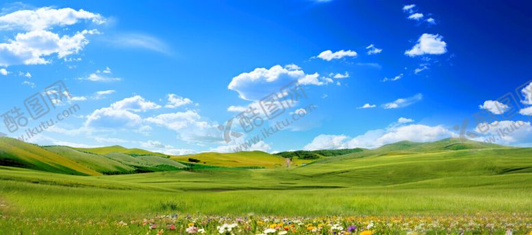 编号：82973811191515319308【酷图网】源文件下载-辽阔草原蓝天白云美景