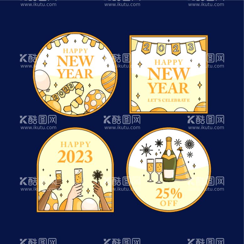 编号：53903712072358184791【酷图网】源文件下载-新年标签贴纸