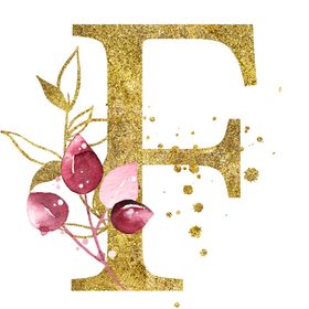 手绘水彩花卉英文字母logo