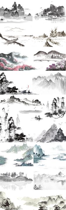 中国风山水墨画