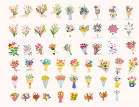 花束花捧橘黄色手绘