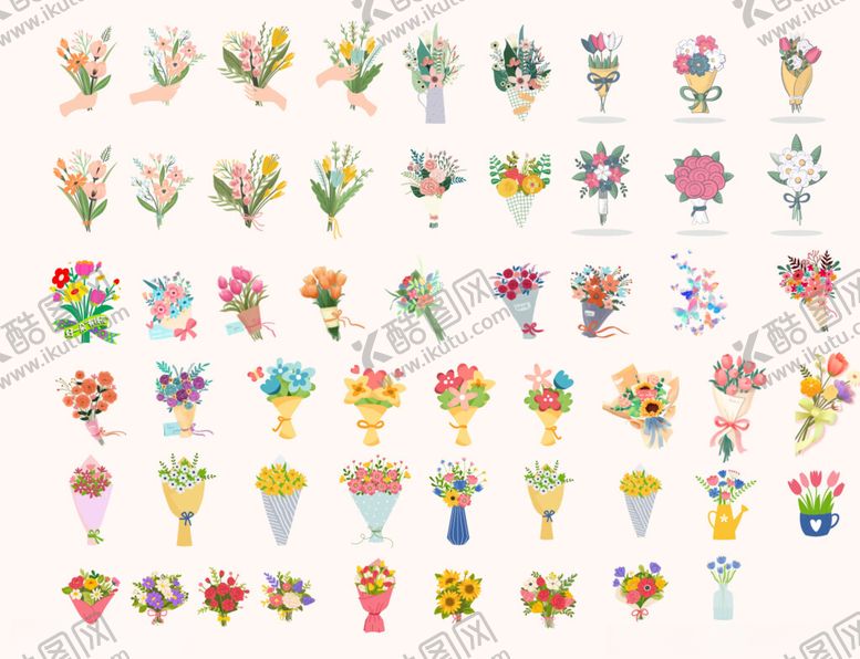 编号：47559209271733573338【酷图网】源文件下载-卡通花束手捧花手绘花束