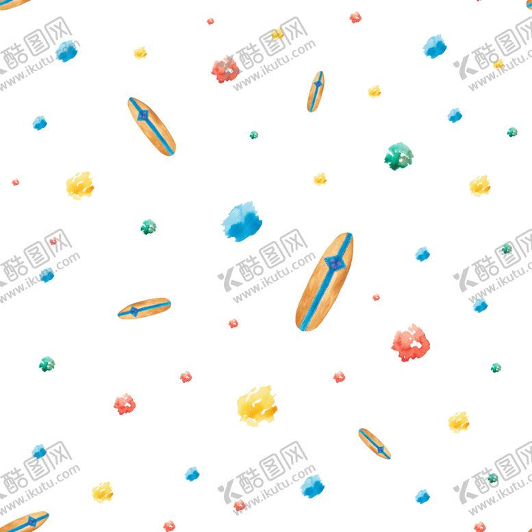 编号：99253810072153344087【酷图网】源文件下载-夏季可爱手绘水彩无缝插图