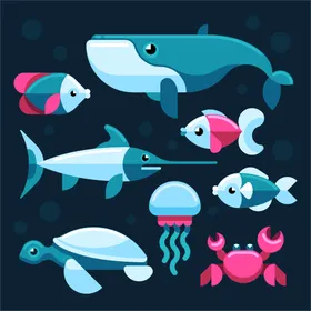 海洋生物动插图底世界鱼类