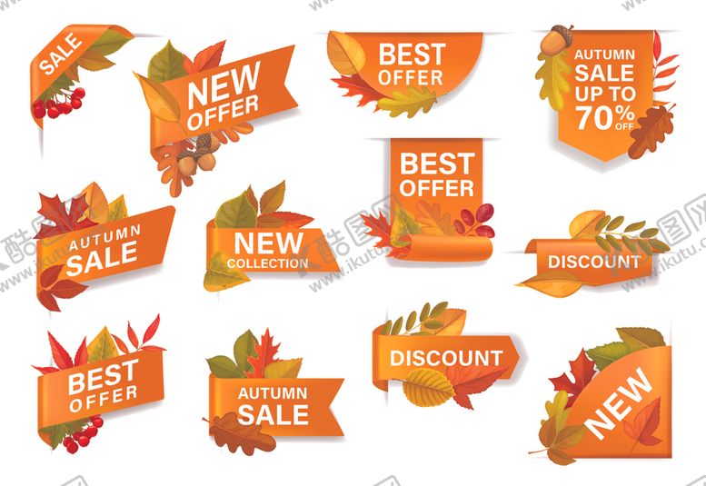 编号：66954104060318363920【酷图网】源文件下载-树叶促销标签