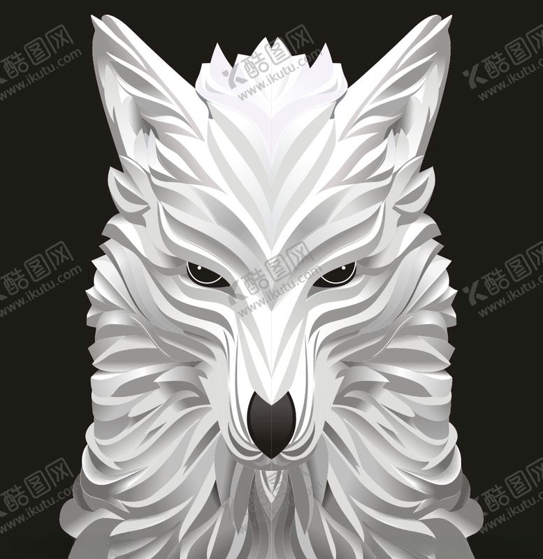 编号：52623810090616493302【酷图网】源文件下载-白狼狼头威猛卡通精细