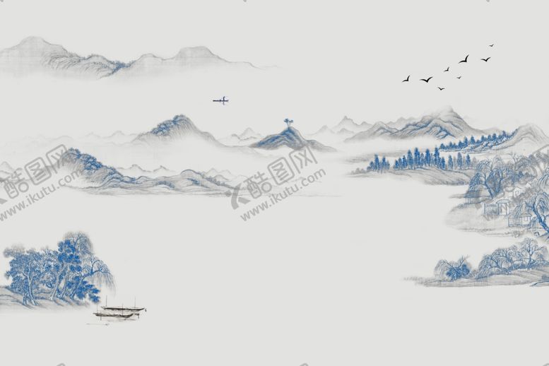 编号：37878810011728121320【酷图网】源文件下载-水墨山水背景墙