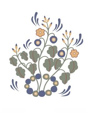 敦煌风格绘画植物花朵