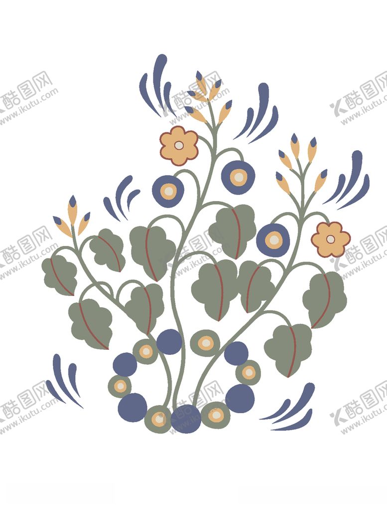 编号：59508210251425381647【酷图网】源文件下载-敦煌风格绘画植物花朵