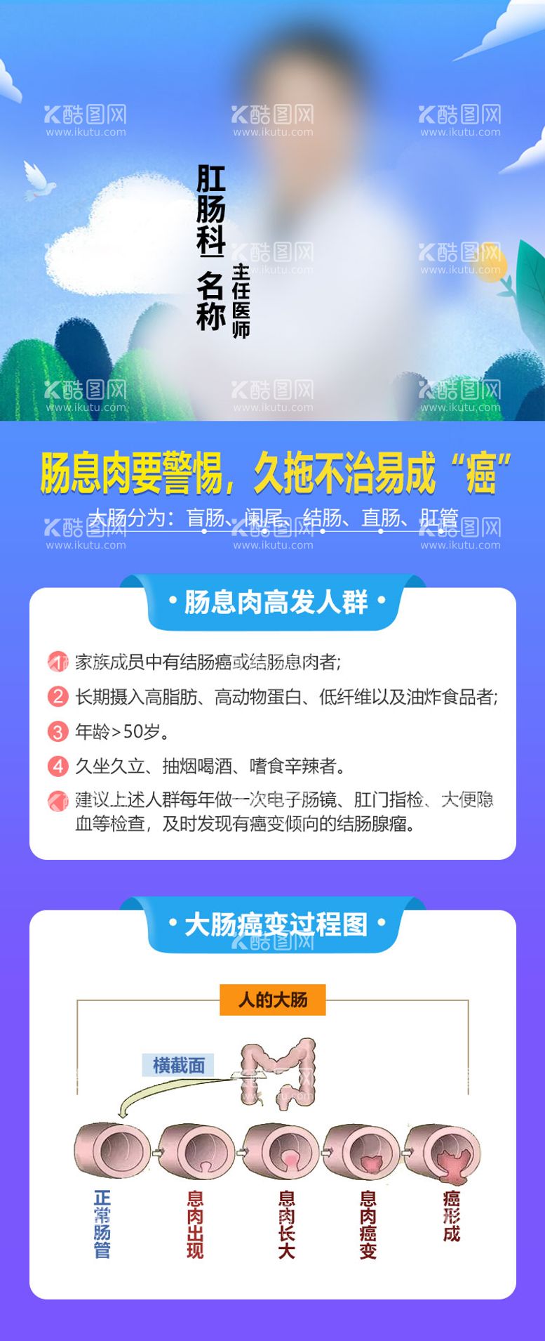 编号：34241911180540526789【酷图网】源文件下载-外科肠息肉科普海报