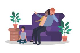 家庭成员生活插画