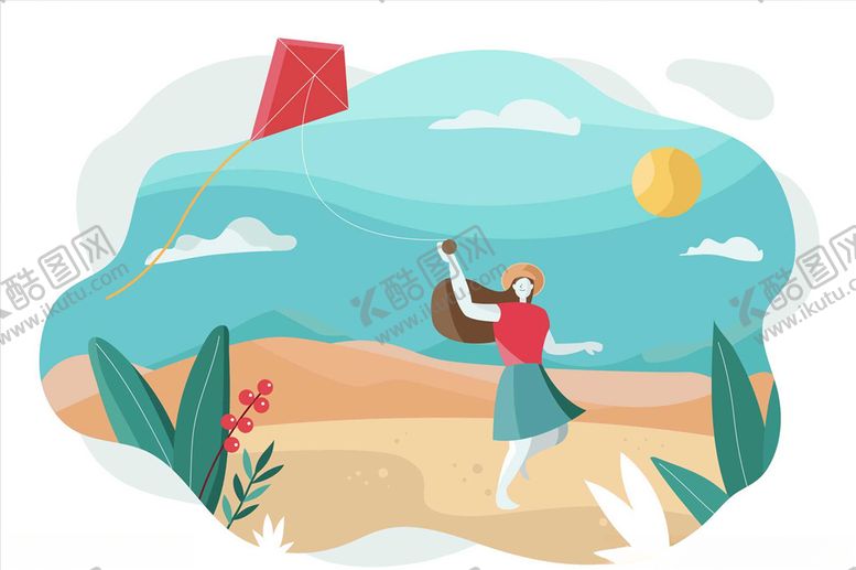 编号：14240509141345084630【酷图网】源文件下载-放风筝