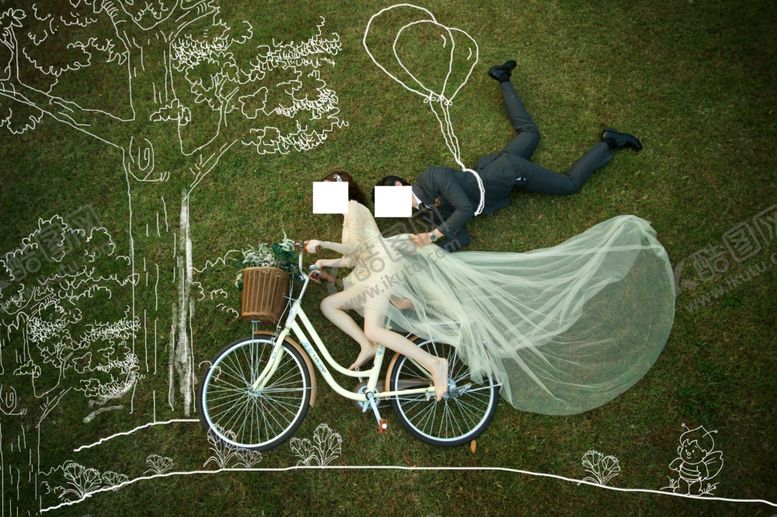 编号：39537609250249262205【酷图网】源文件下载-婚纱照写真草地绘画粉笔