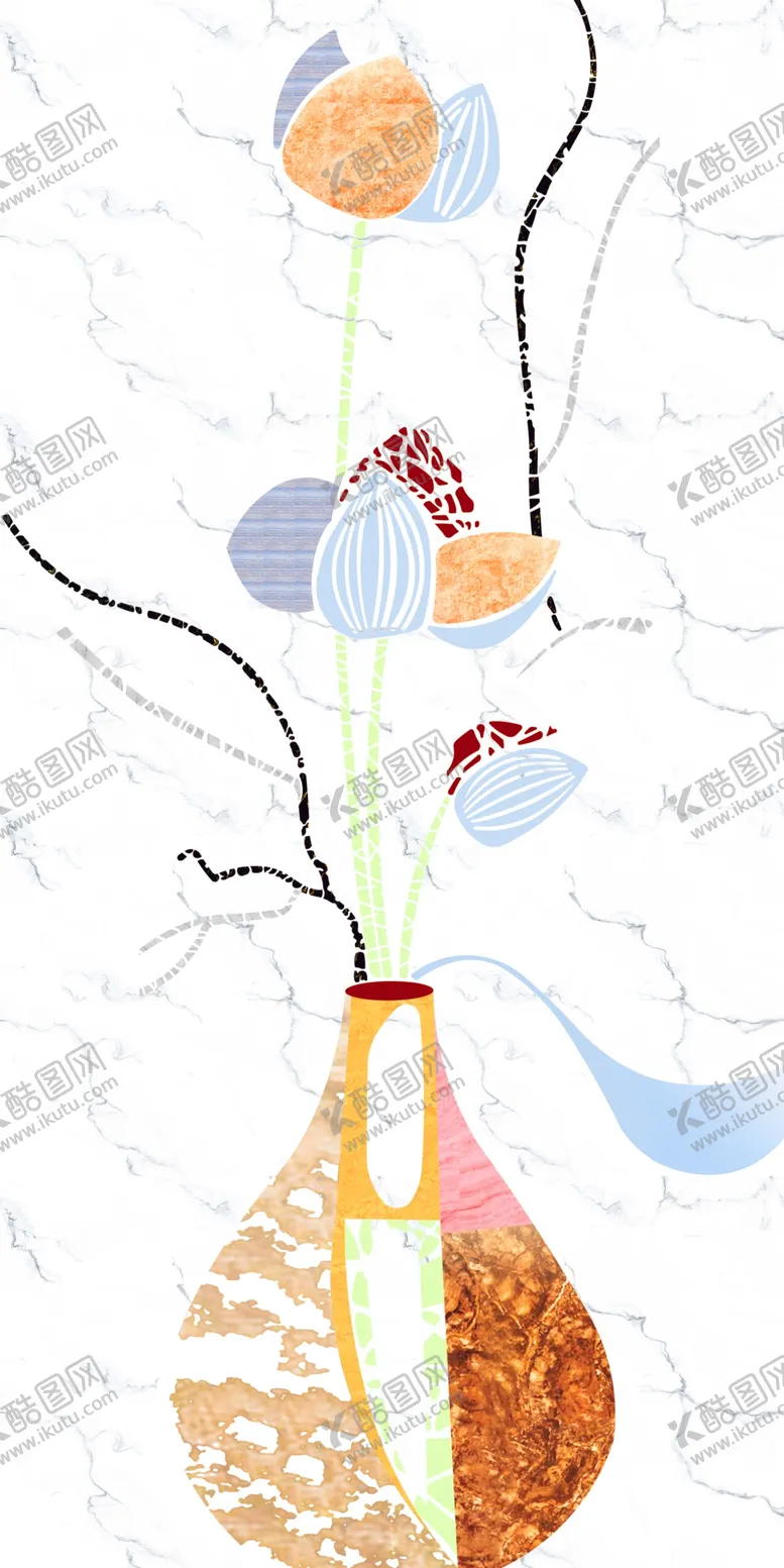 编号：37868306301306588890【酷图网】源文件下载-大理石花瓶玄关画