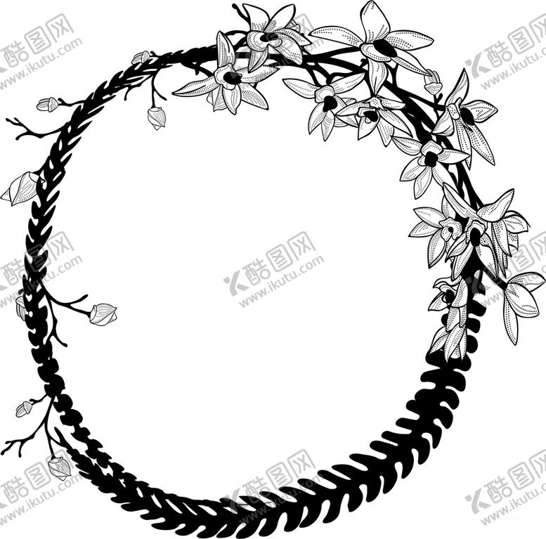 编号：61698911240741031845【酷图网】源文件下载-黑白花卉线稿