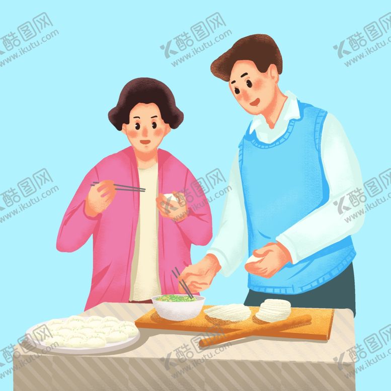 编号：14034604191127466567【酷图网】源文件下载-双人包饺子