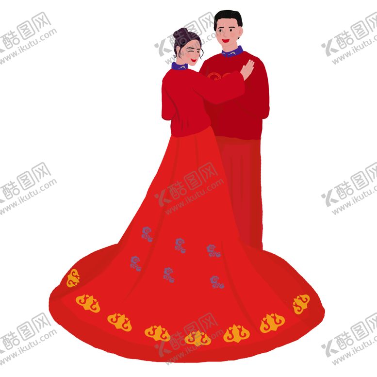 编号：62923304181707576679【酷图网】源文件下载-卡通新郎新娘PNG免扣素材