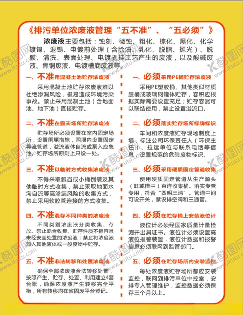编号：64836607012053142409【酷图网】源文件下载-排污单位浓废液管理五不准五必须