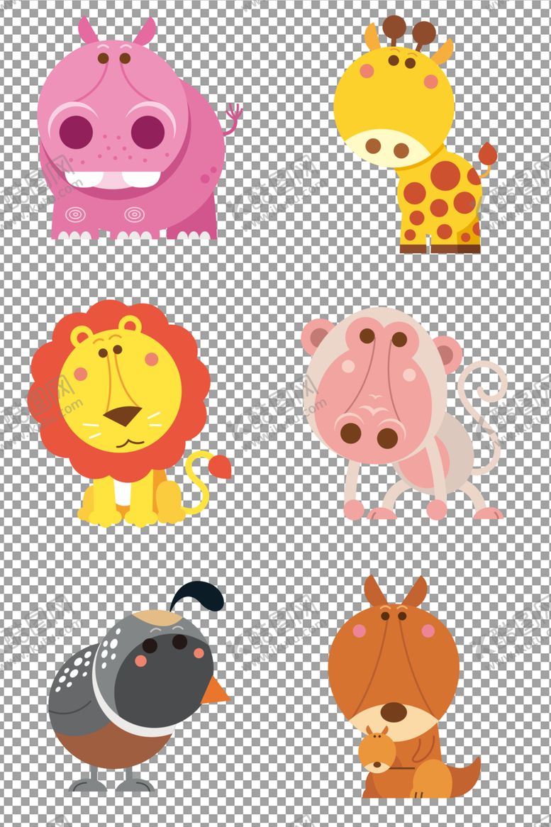 编号：57603209231325414223【酷图网】源文件下载-手绘卡通动物