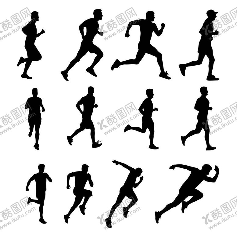 编号：54381009192013390926【酷图网】源文件下载-奔跑人物剪影