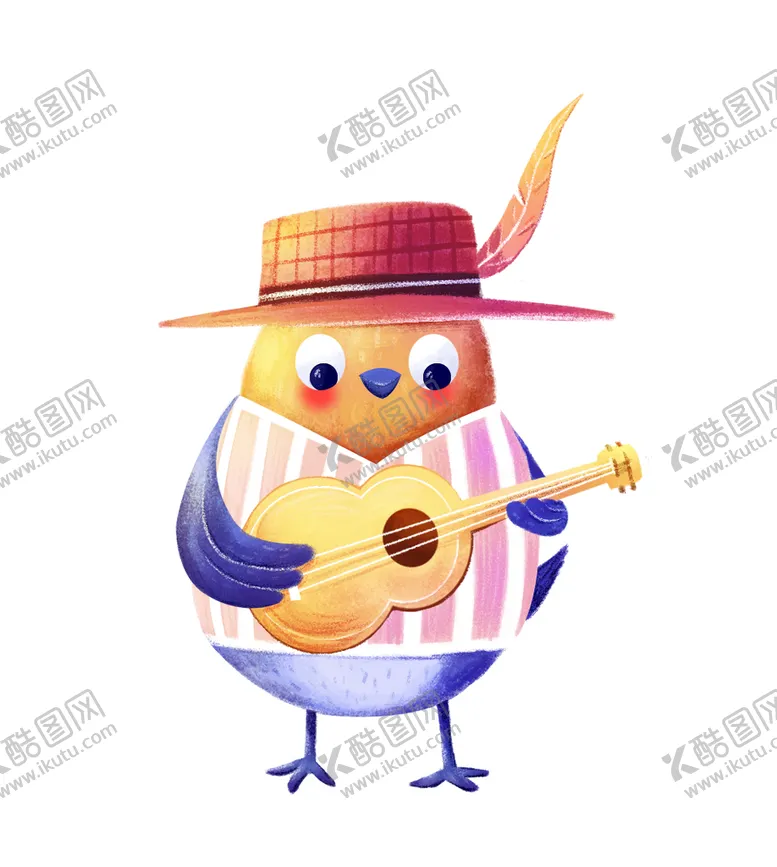 编号：61814110241839368813【酷图网】源文件下载-手绘弹吉他小鸟