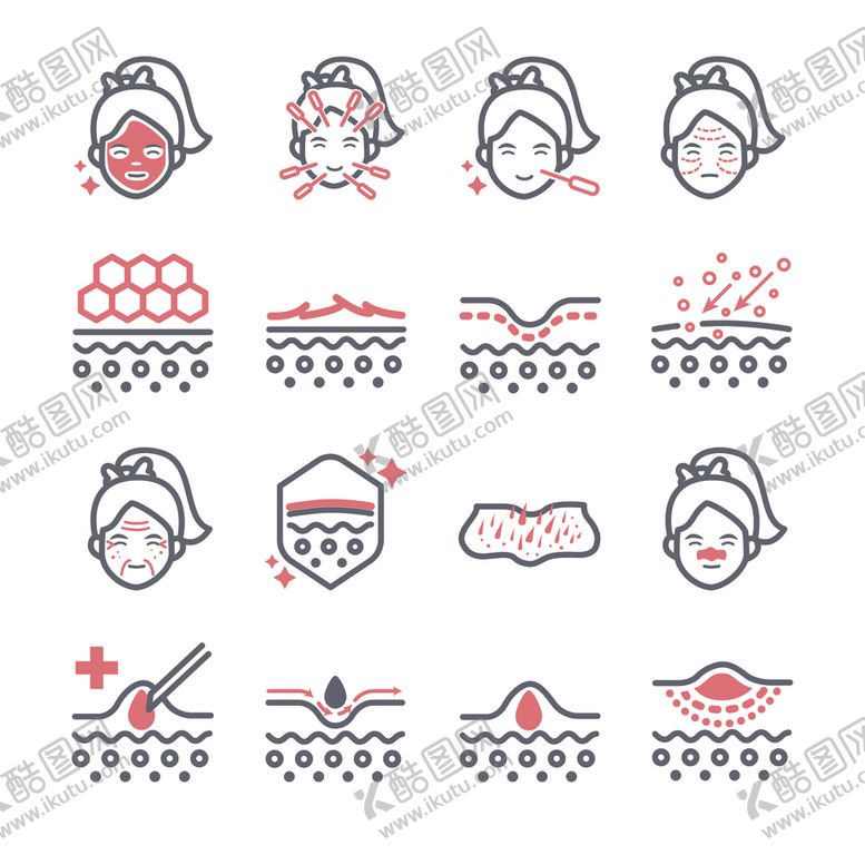 编号：80338110011229515574【酷图网】源文件下载-皮肤结构与护肤图标集