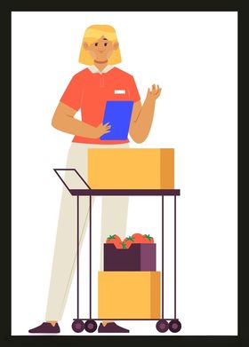手绘服务人员卡通素材