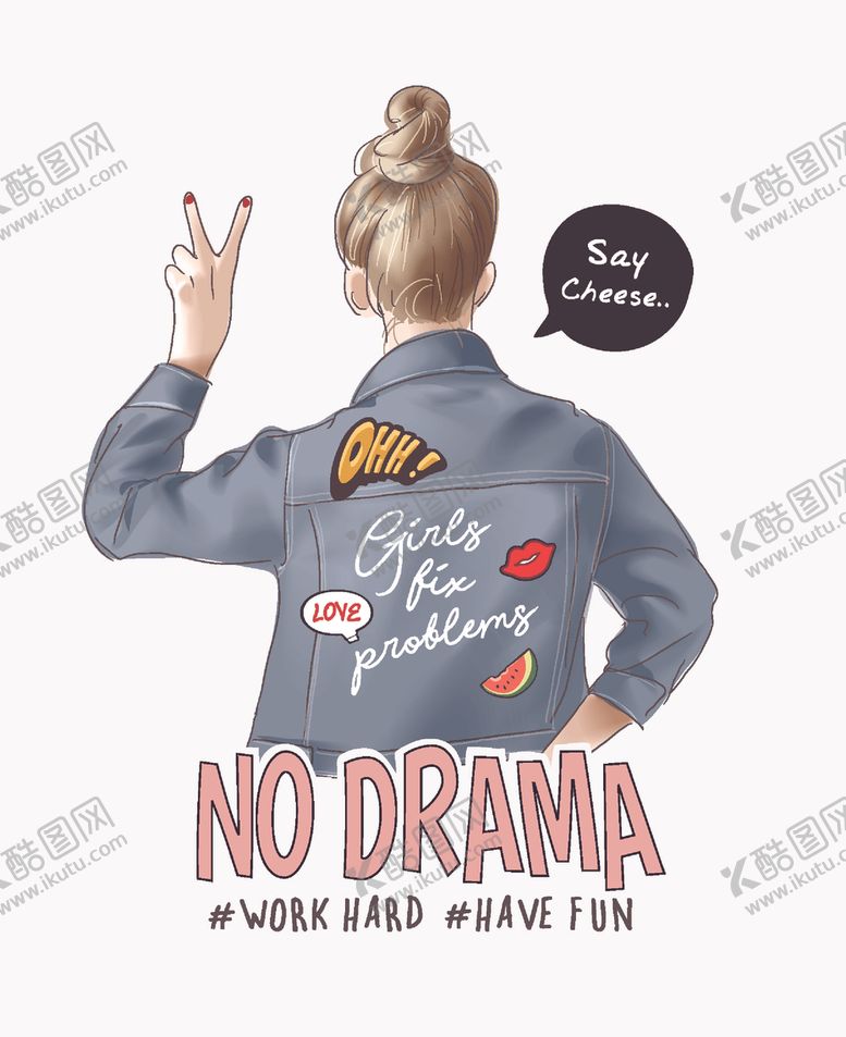 编号：93144609251125054672【酷图网】源文件下载-手绘美女图片