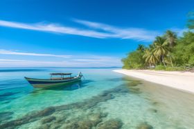 美丽海岛的宁静小船