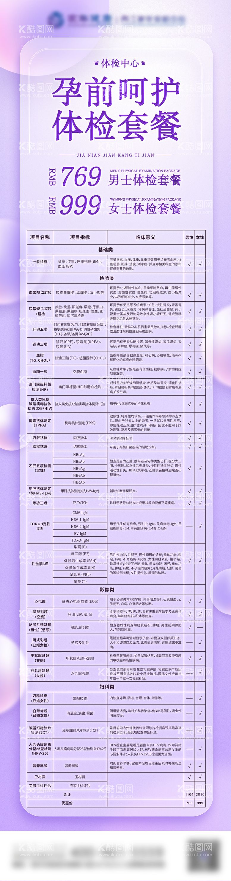 编号：27317911291636404964【酷图网】源文件下载-孕前呵护体检套餐海报