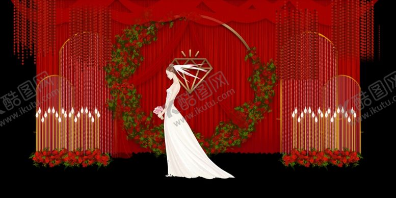 编号：77845610210344027069【酷图网】源文件下载-红色婚礼设计背景图片
