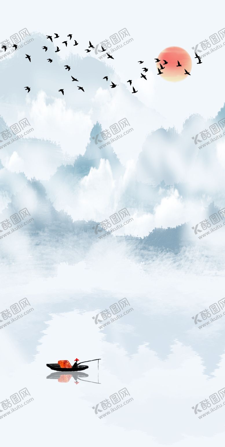编号：20123804162116151638【酷图网】源文件下载-简约水墨山水玄关画