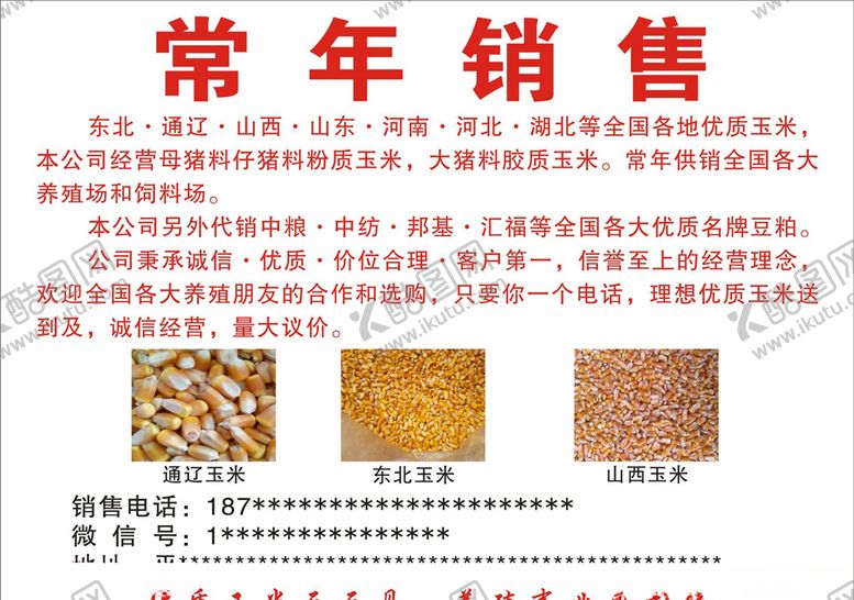 编号：11186610240011443972【酷图网】源文件下载-玉米销售