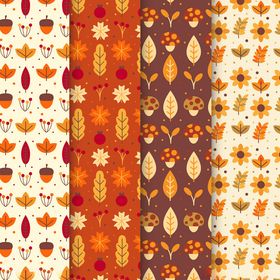 秋季元素无缝图案集合