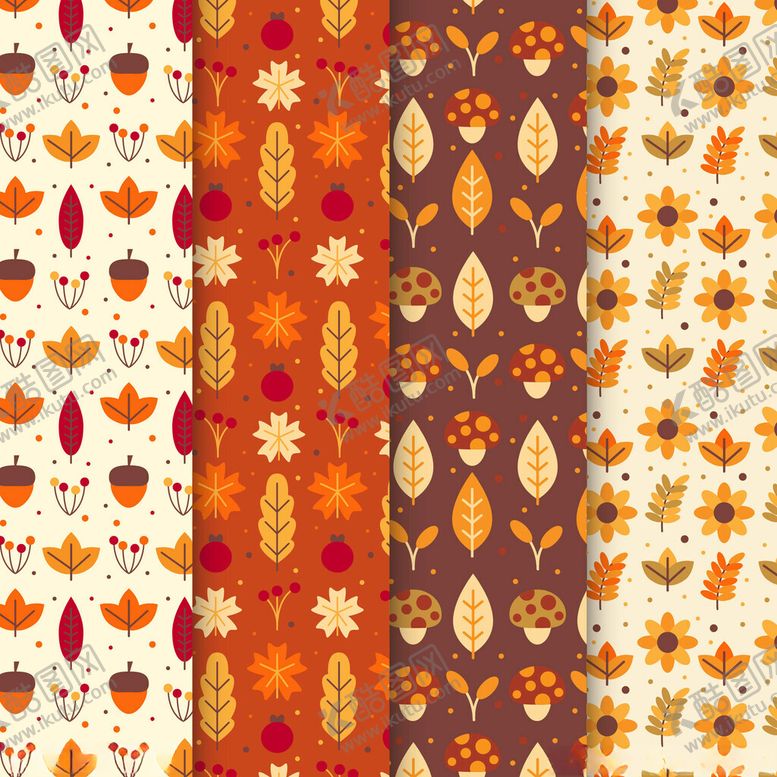 编号：93305811200018238779【酷图网】源文件下载-秋季元素无缝图案集合