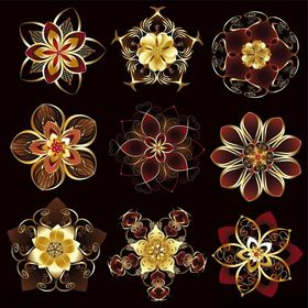 精美绚丽金属花朵图案